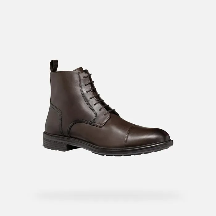 Geox Ankle Boots WALK PLEASURE MAN Coffee Ankle Boots With Laces Coffee 8211 Man