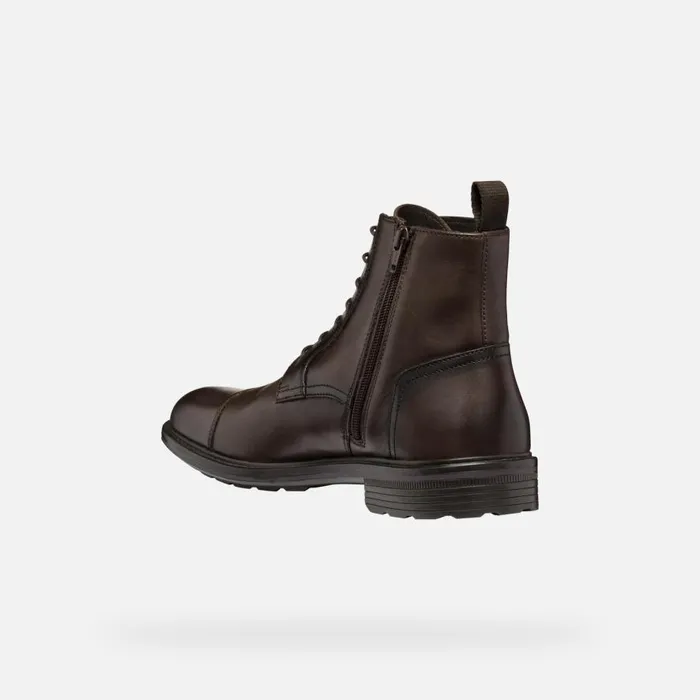 Geox Ankle Boots WALK PLEASURE MAN Coffee Ankle Boots With Laces Coffee 8211 Man