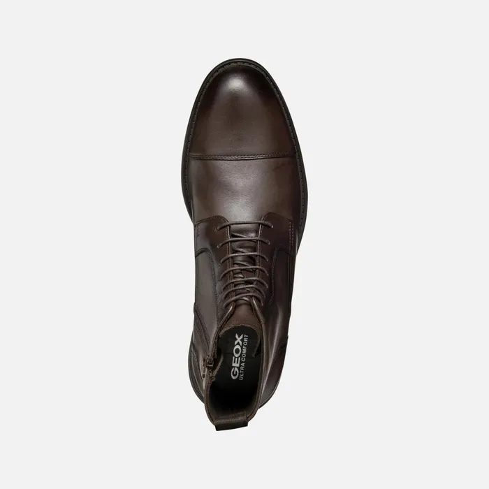Geox Ankle Boots WALK PLEASURE MAN Coffee Ankle Boots With Laces Coffee 8211 Man