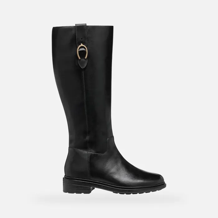 Geox Boots WALK PLEASURE WOMAN Black Leather Boots Black 8211 Woman