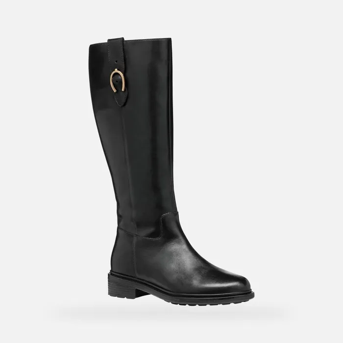 Geox Boots WALK PLEASURE WOMAN Black Leather Boots Black 8211 Woman