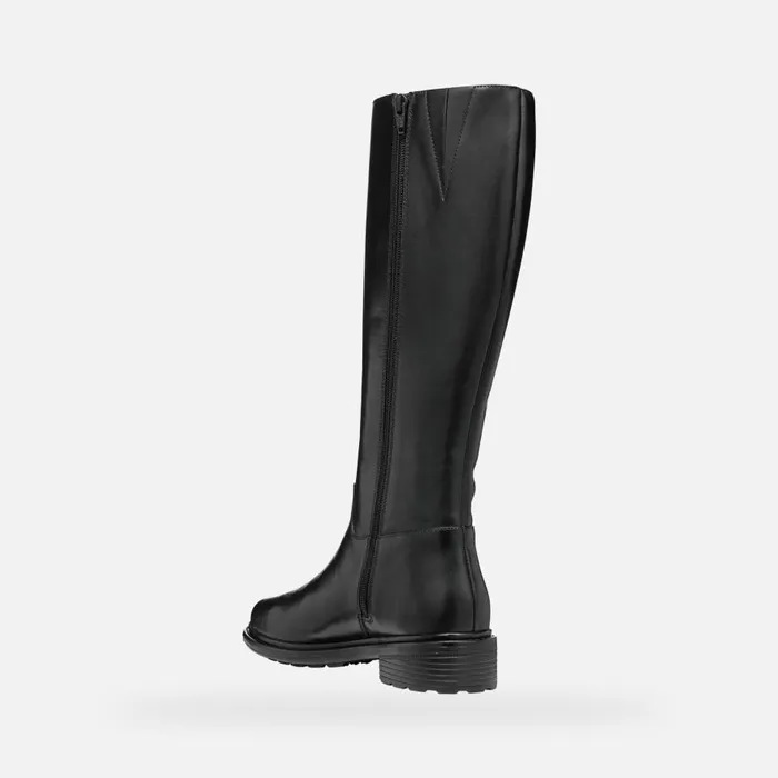 Geox Boots WALK PLEASURE WOMAN Black Leather Boots Black 8211 Woman
