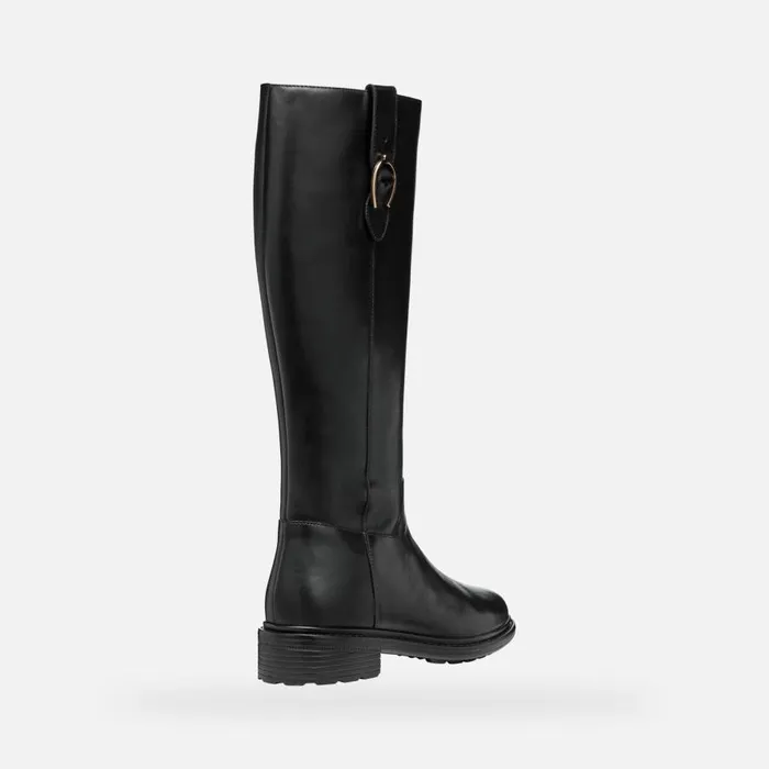 Geox Boots WALK PLEASURE WOMAN Black Leather Boots Black 8211 Woman