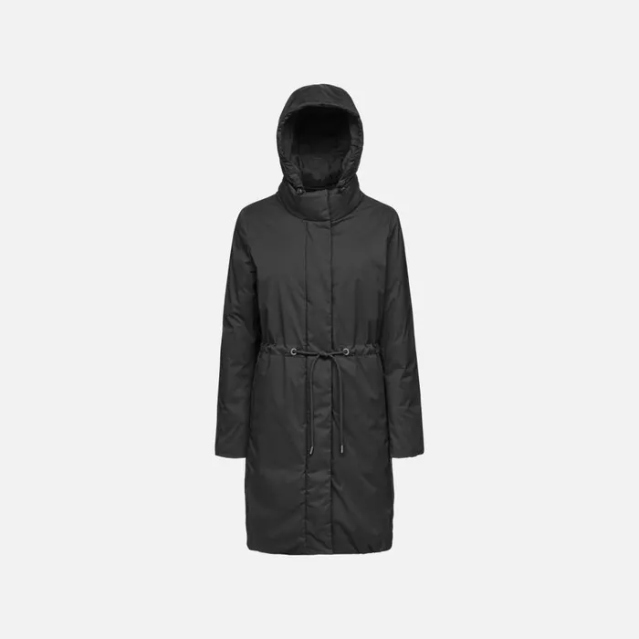Geox Down Jackets ELEANA WOMAN Black Fulllength Quilted Coat Black 8211 Woman