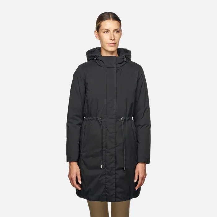 Geox Down Jackets ELEANA WOMAN Black Fulllength Quilted Coat Black 8211 Woman