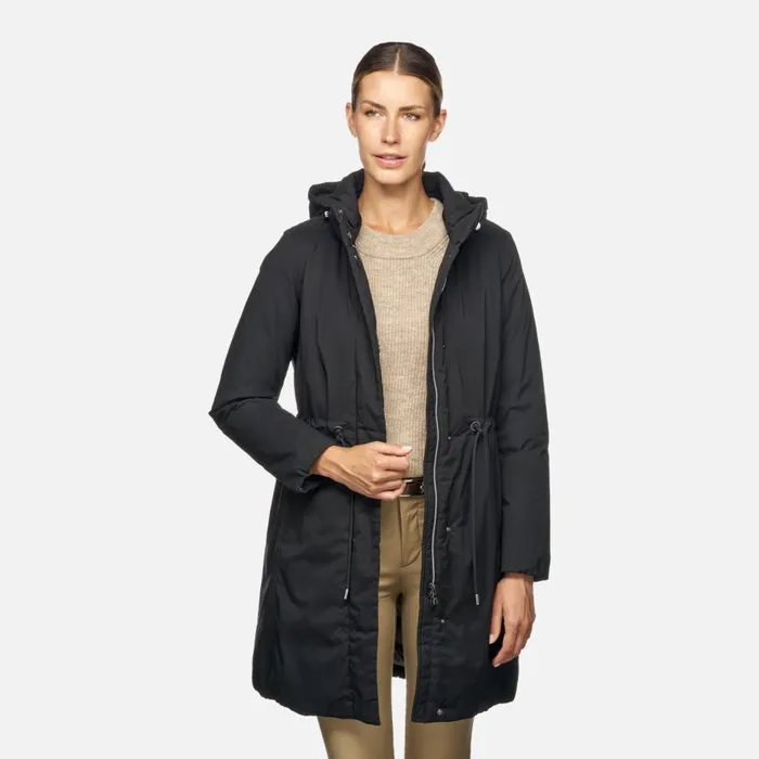 Geox Down Jackets ELEANA WOMAN Black Fulllength Quilted Coat Black 8211 Woman