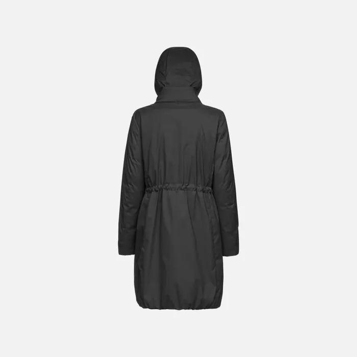 Geox Down Jackets ELEANA WOMAN Black Fulllength Quilted Coat Black 8211 Woman