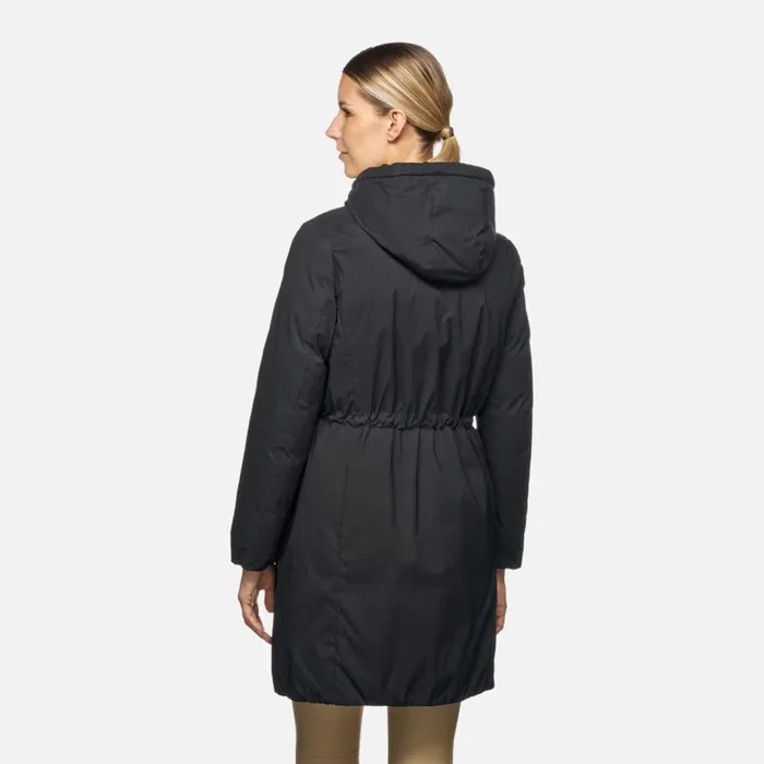 Geox Down Jackets ELEANA WOMAN Black Fulllength Quilted Coat Black 8211 Woman