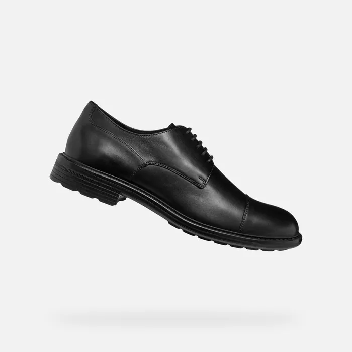 Geox Formal Shoes WALK PLEASURE MAN Black Leather Shoes Black 8211 Man