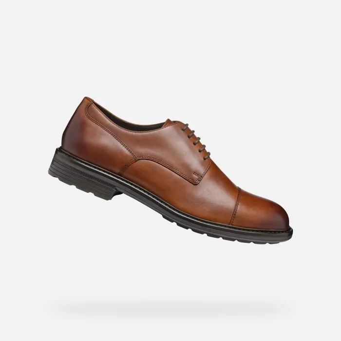 Geox Formal Shoes WALK PLEASURE MAN Cognac Leather Shoes Cognac 8211 Man