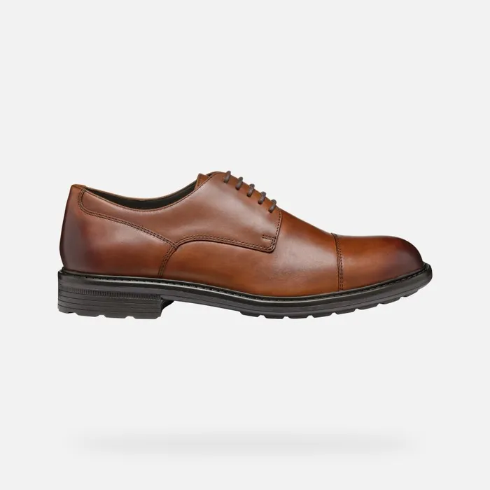 Geox Formal Shoes WALK PLEASURE MAN Cognac Leather Shoes Cognac 8211 Man