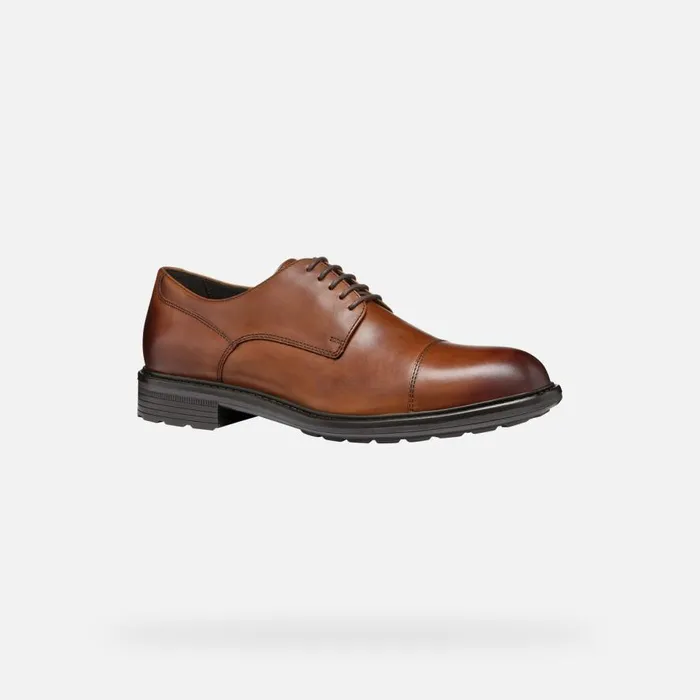 Geox Formal Shoes WALK PLEASURE MAN Cognac Leather Shoes Cognac 8211 Man