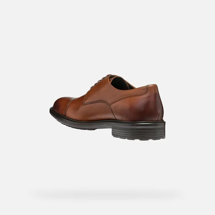 Geox Formal Shoes WALK PLEASURE MAN Cognac Leather Shoes Cognac 8211 Man
