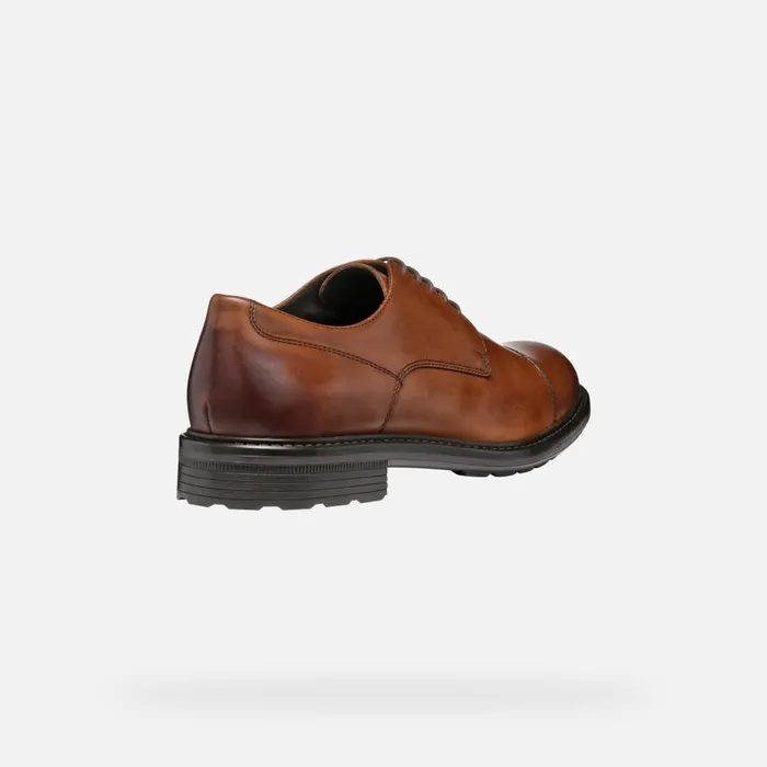 Geox Formal Shoes WALK PLEASURE MAN Cognac Leather Shoes Cognac 8211 Man