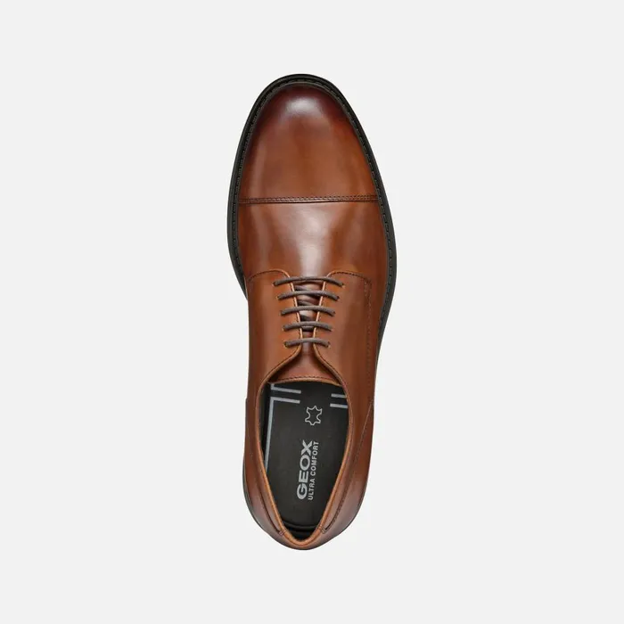 Geox Formal Shoes WALK PLEASURE MAN Cognac Leather Shoes Cognac 8211 Man