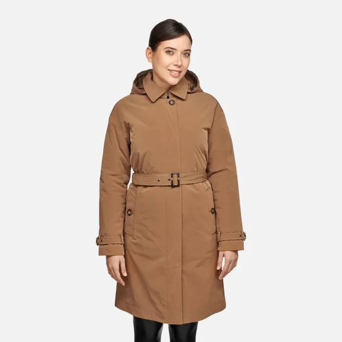 Geox Jackets ANYWECO WOMAN Hazelnut Brown Trench Coat Hazelnut Brown 8211 Woman