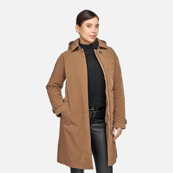 Geox Jackets ANYWECO WOMAN Hazelnut Brown Trench Coat Hazelnut Brown 8211 Woman