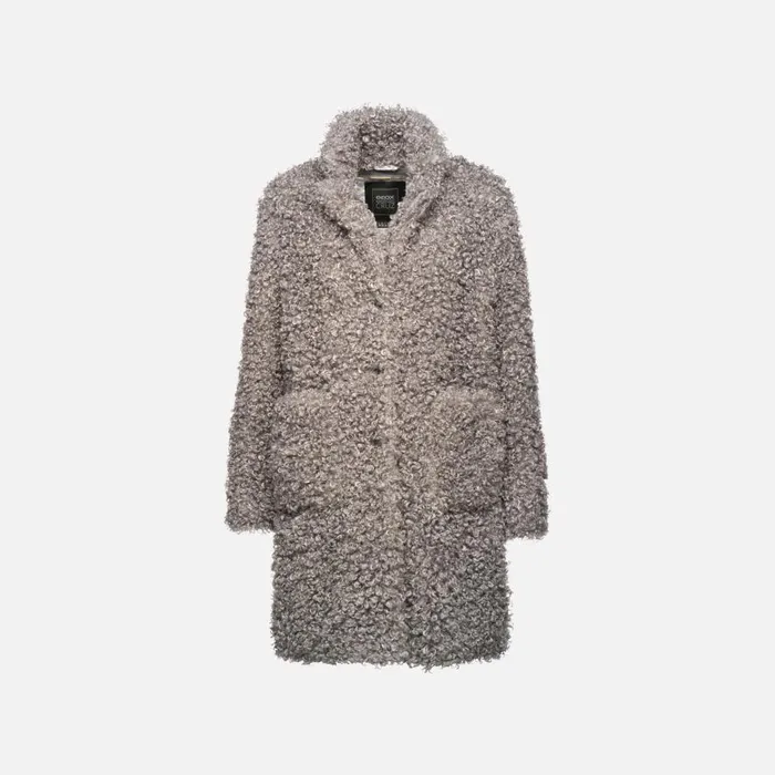 Geox Jackets DIAMOND WOMAN Gray Flannel Long Coat Gray Flannel 8211 Woman