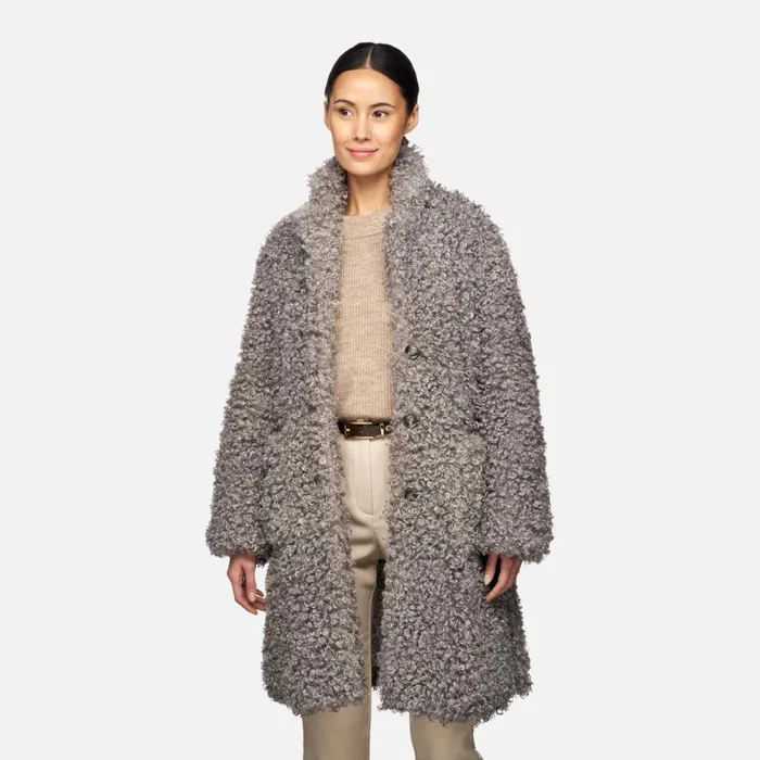 Geox Jackets DIAMOND WOMAN Gray Flannel Long Coat Gray Flannel 8211 Woman