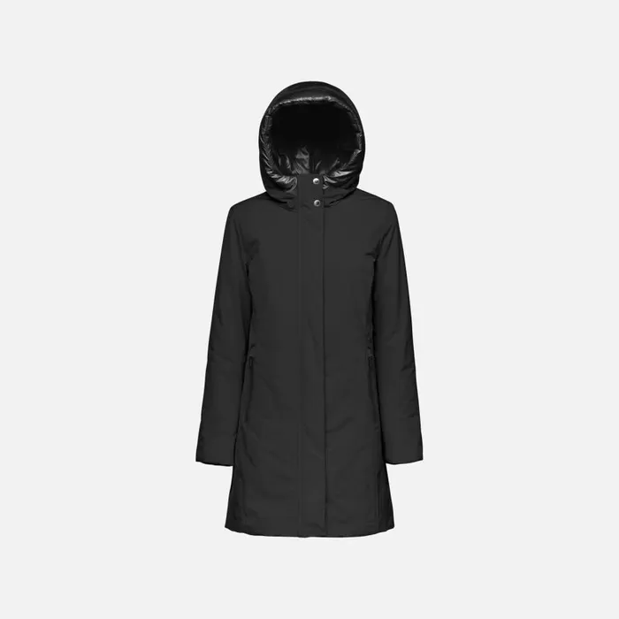 Geox Jackets SPHERICA WOMAN Black Long Parka Black 8211 Woman