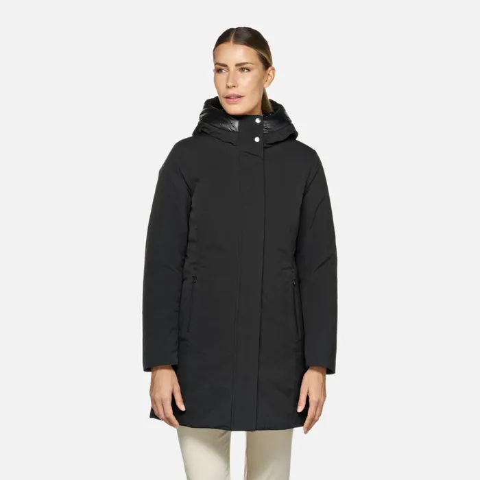 Geox Jackets SPHERICA WOMAN Black Long Parka Black 8211 Woman