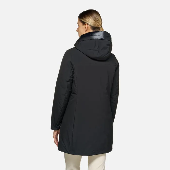 Geox Jackets SPHERICA WOMAN Black Long Parka Black 8211 Woman
