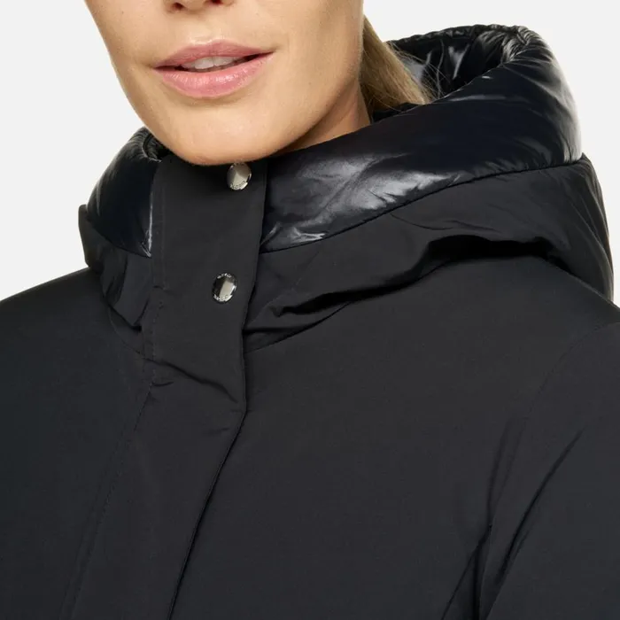 Geox Jackets SPHERICA WOMAN Black Long Parka Black 8211 Woman