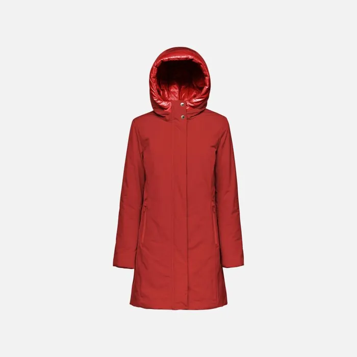 Geox Jackets SPHERICA WOMAN Red Dahlia Long Parka Red Dahlia 8211 Woman