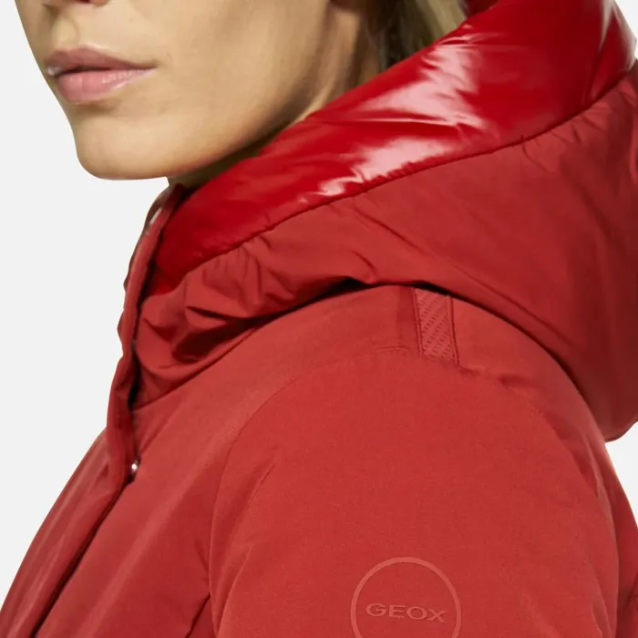 Geox Jackets SPHERICA WOMAN Red Dahlia Long Parka Red Dahlia 8211 Woman