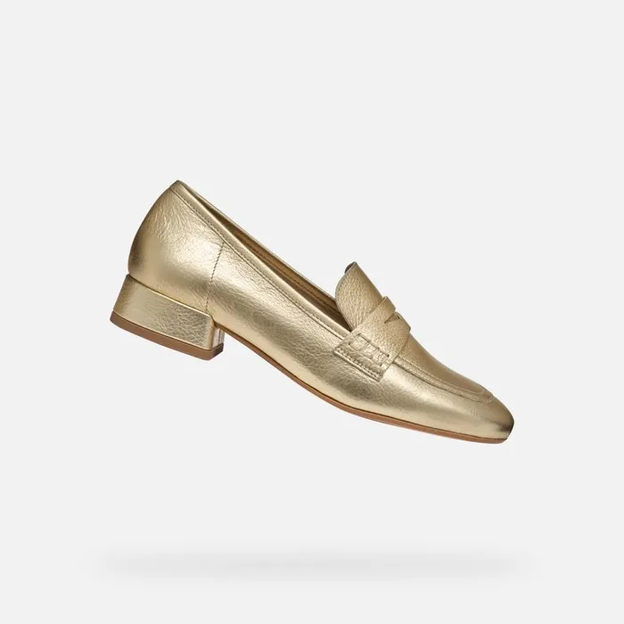 Geox Loafers DHYALMA WOMAN Light Gold Leather Loafers Light Gold 8211 Woman