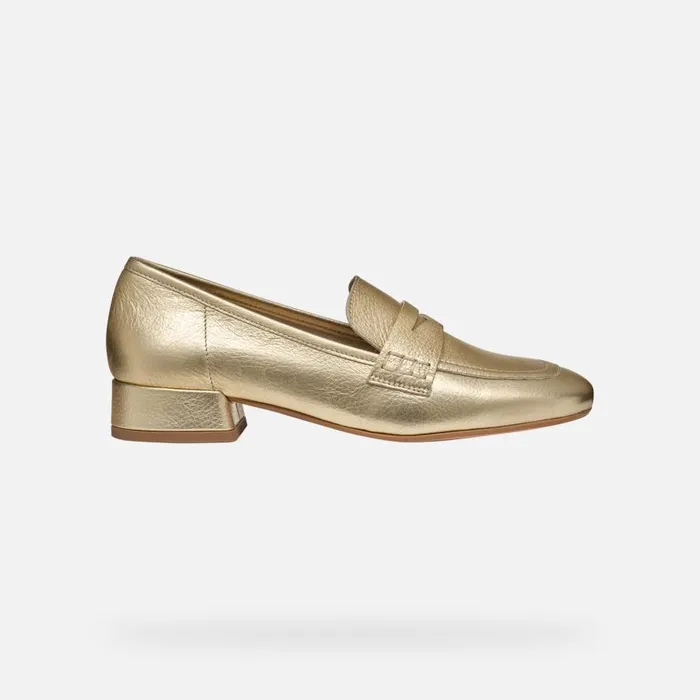Geox Loafers DHYALMA WOMAN Light Gold Leather Loafers Light Gold 8211 Woman