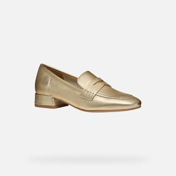 Geox Loafers DHYALMA WOMAN Light Gold Leather Loafers Light Gold 8211 Woman