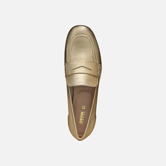 Geox Loafers DHYALMA WOMAN Light Gold Leather Loafers Light Gold 8211 Woman