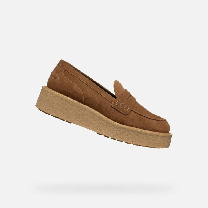 Geox Loafers ELIDEA WOMAN Dark Camel Suede Loafers Dark Camel 8211 Woman
