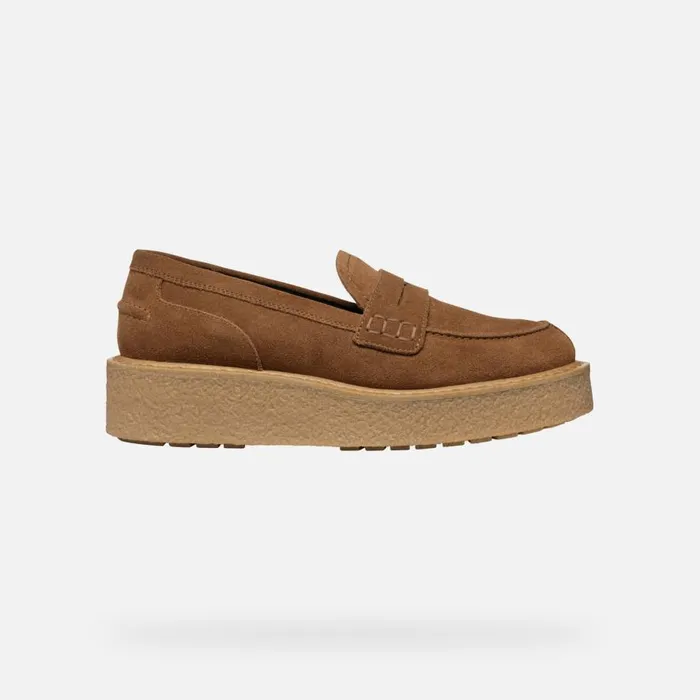 Geox Loafers ELIDEA WOMAN Dark Camel Suede Loafers Dark Camel 8211 Woman