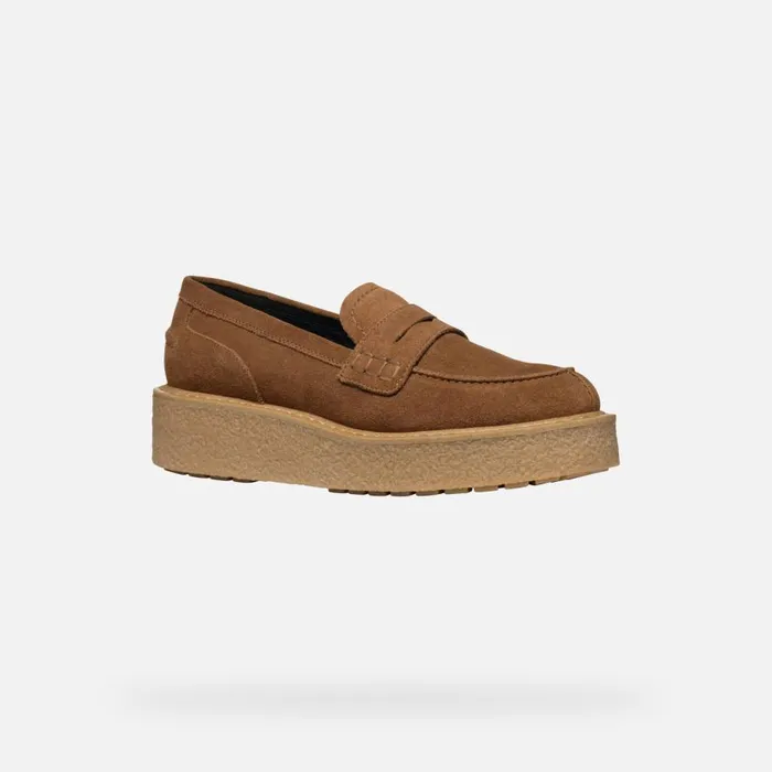 Geox Loafers ELIDEA WOMAN Dark Camel Suede Loafers Dark Camel 8211 Woman