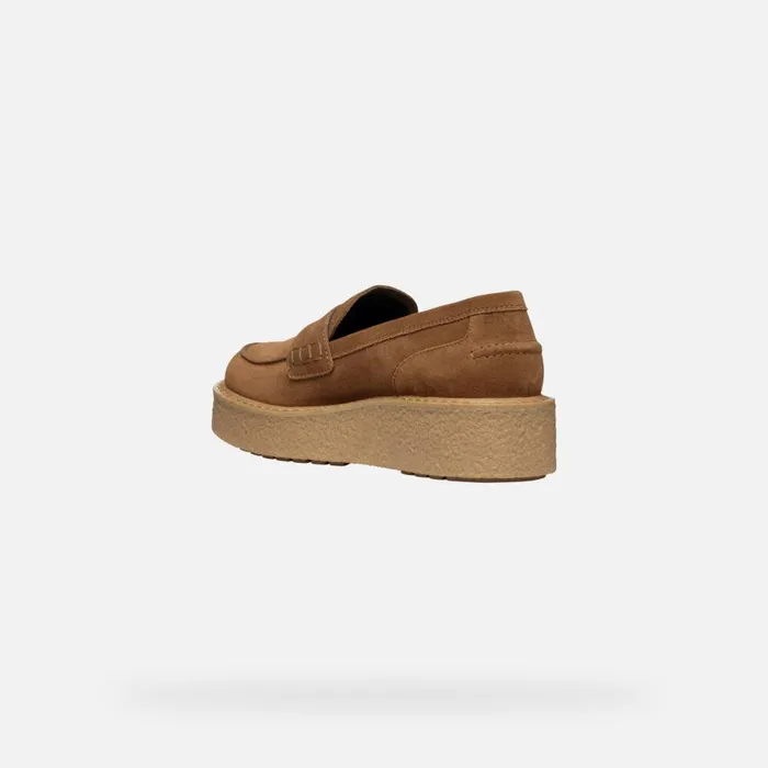 Geox Loafers ELIDEA WOMAN Dark Camel Suede Loafers Dark Camel 8211 Woman