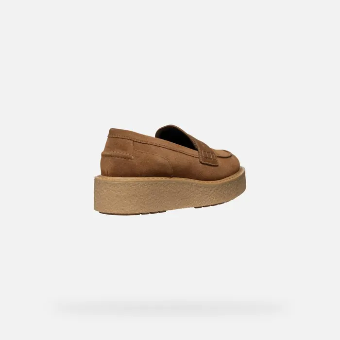 Geox Loafers ELIDEA WOMAN Dark Camel Suede Loafers Dark Camel 8211 Woman