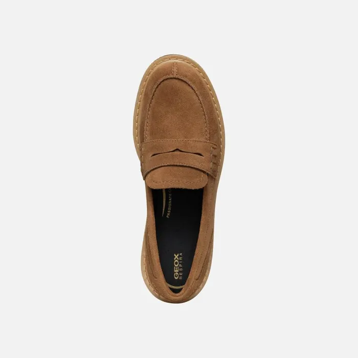 Geox Loafers ELIDEA WOMAN Dark Camel Suede Loafers Dark Camel 8211 Woman