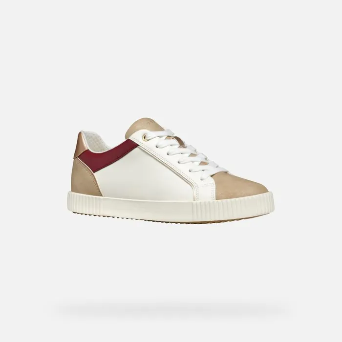 Geox Sneakers BLOMIEE WOMAN Optic WhiteLight Taupe Low Top Sneakers Optic Whitelight Taupe 8211 Woman