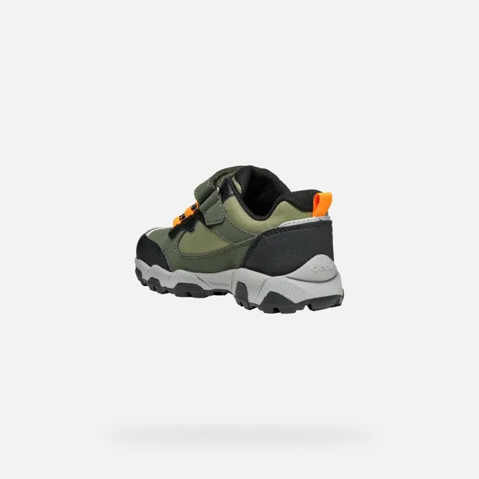 Geox Sneakers MAGNETAR ABX JUNIOR Dark GreenLight Orange Waterproof Trainers Dark Greenlight Orange 8211 Kids