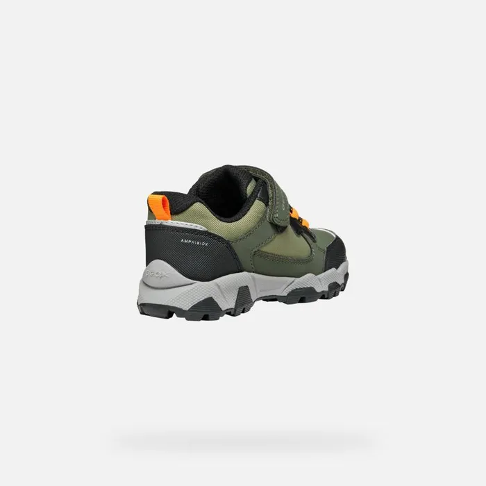 Geox Sneakers MAGNETAR ABX JUNIOR Dark GreenLight Orange Waterproof Trainers Dark Greenlight Orange 8211 Kids