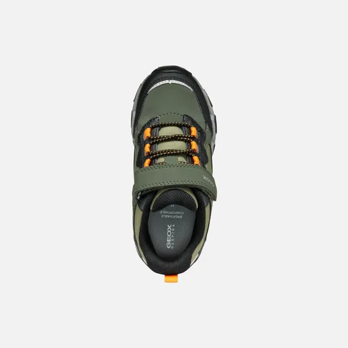 Geox Sneakers MAGNETAR ABX JUNIOR Dark GreenLight Orange Waterproof Trainers Dark Greenlight Orange 8211 Kids
