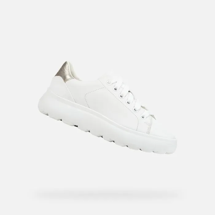 Geox Sneakers SPHERICA EC41 Women039s White Low Top Sneakers Geox Whitegold 8211 Woman