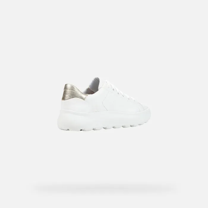 Geox Sneakers SPHERICA EC41 Women039s White Low Top Sneakers Geox Whitegold 8211 Woman