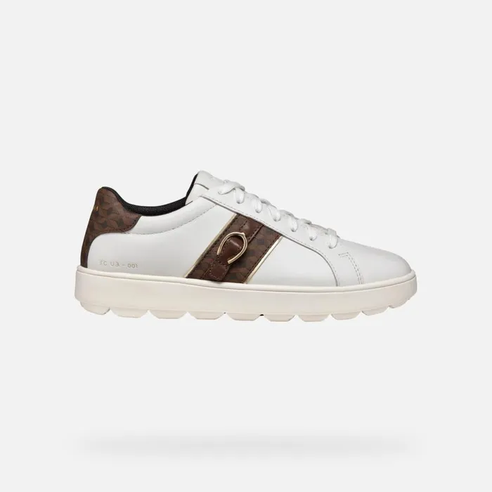Geox Sneakers SPHERICA ECUB1 WOMAN WhiteDark Brown Low Top Sneakers Whitedark Brown 8211 Woman