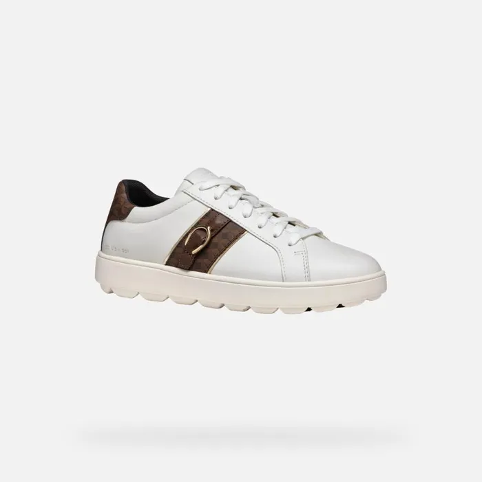 Geox Sneakers SPHERICA ECUB1 WOMAN WhiteDark Brown Low Top Sneakers Whitedark Brown 8211 Woman