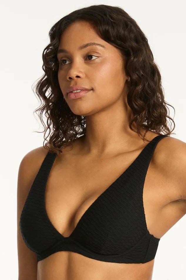 Honeycomb Longline Underwire Bra Honeycomb Black Women Sea Level Tops