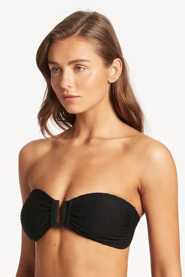 Honeycomb U Bar Bandeau Honeycomb Black Women Sea Level Tops