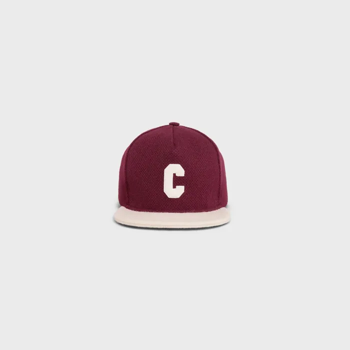 Initial Cap In Wool Bordeaux Vanilla Men CELINE HATS AND SOFT ACCESSORIES